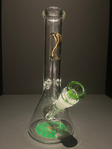 9.5" Gold Cobra beaker glass water bong