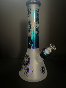 PHOENIX STAR-12.5" Sandblast and electroplated 7 mm glass beaker bong