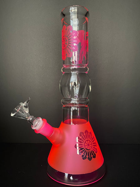 12" Dragon and Flower Graphic Glass Water Bong