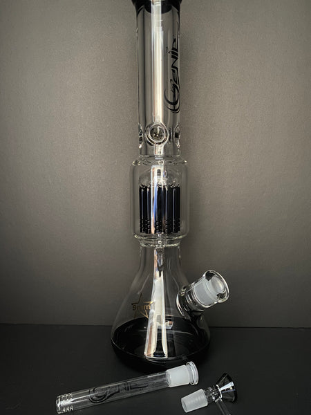 17.5" GENIE 12-Arm 9mm Colored Bottom Glass Water Bong