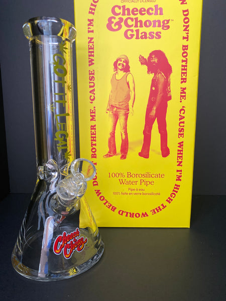 Cheech & Chong Glass 12" Tall 7mm Thick Got It Legal Commemorative Beaker Tube bong