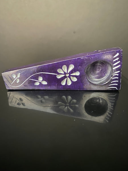 Flower Engraved Stone Pipe