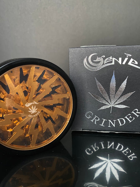 Black Aluminium 4 parts grinder with color acrylic window