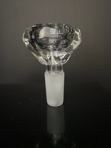 Diamond Cutting Shape Wide Glass Bowl
